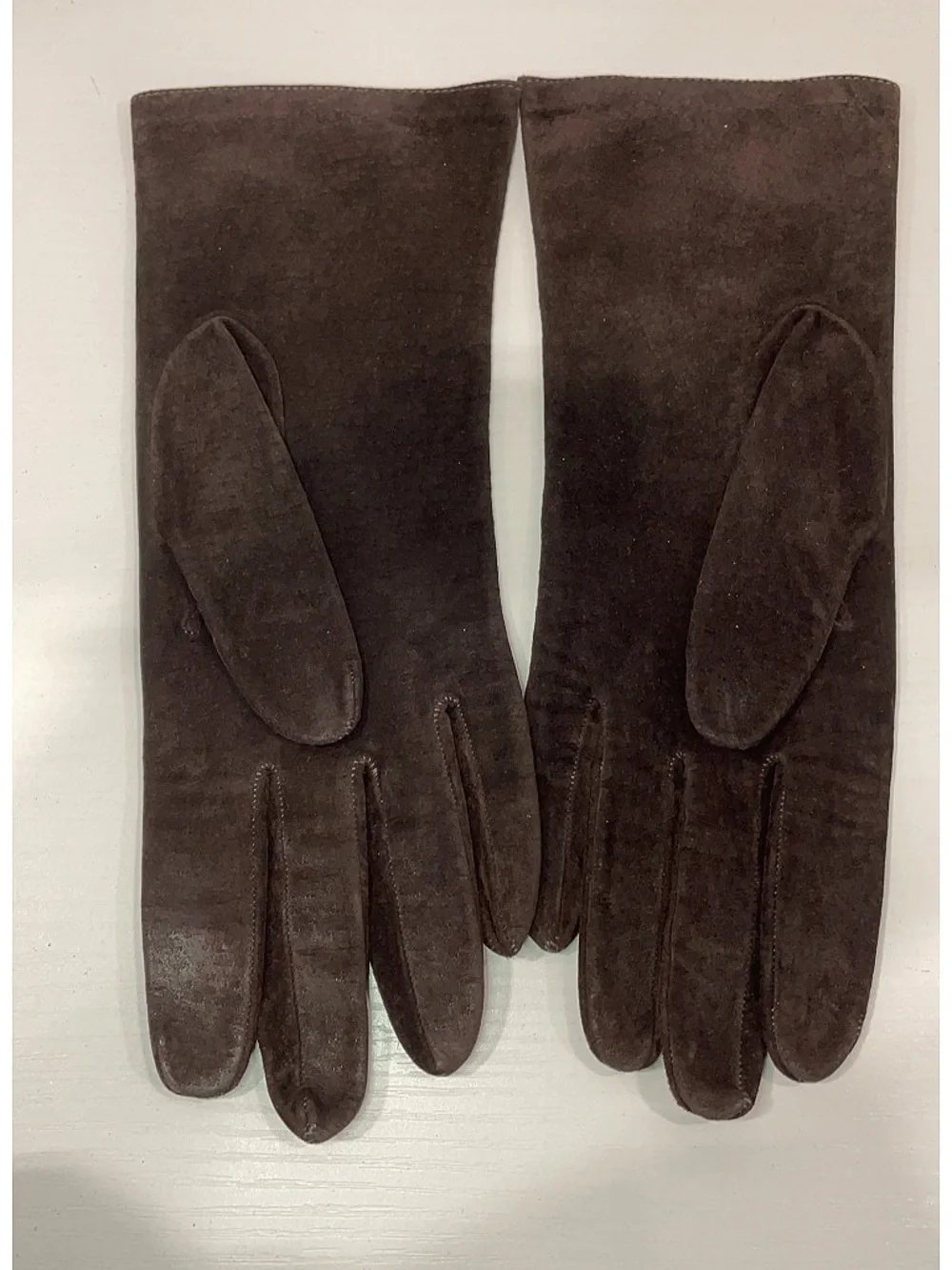 Vintage CHANEL Brown Suede Long Women's Gloves with Embroidered CC